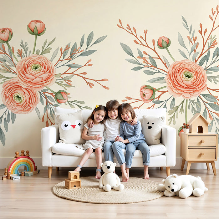 Papel de parede quarto bebê | Dvostruki cvjetni