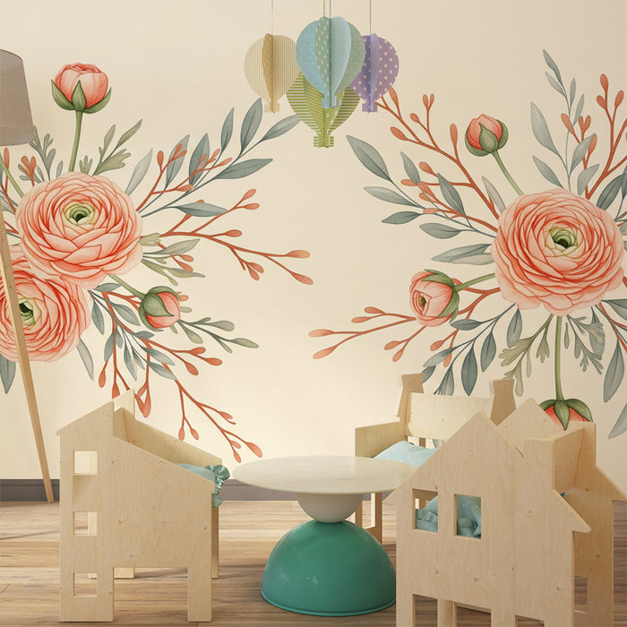 Papel de parede quarto bebê | Dvostruki cvjetni