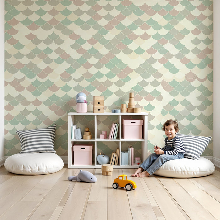 Baby room wallpaper | Soft scales in pastel shades