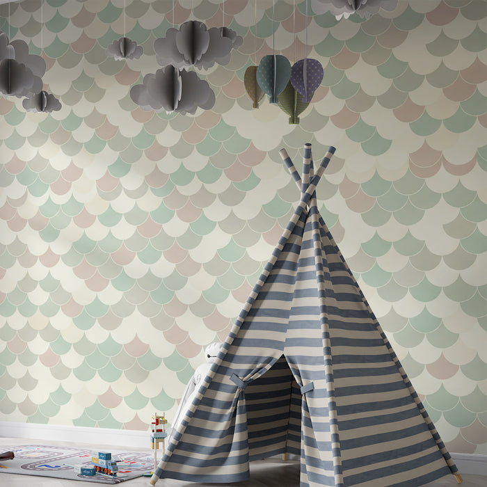 Baby room wallpaper | Soft scales in pastel shades