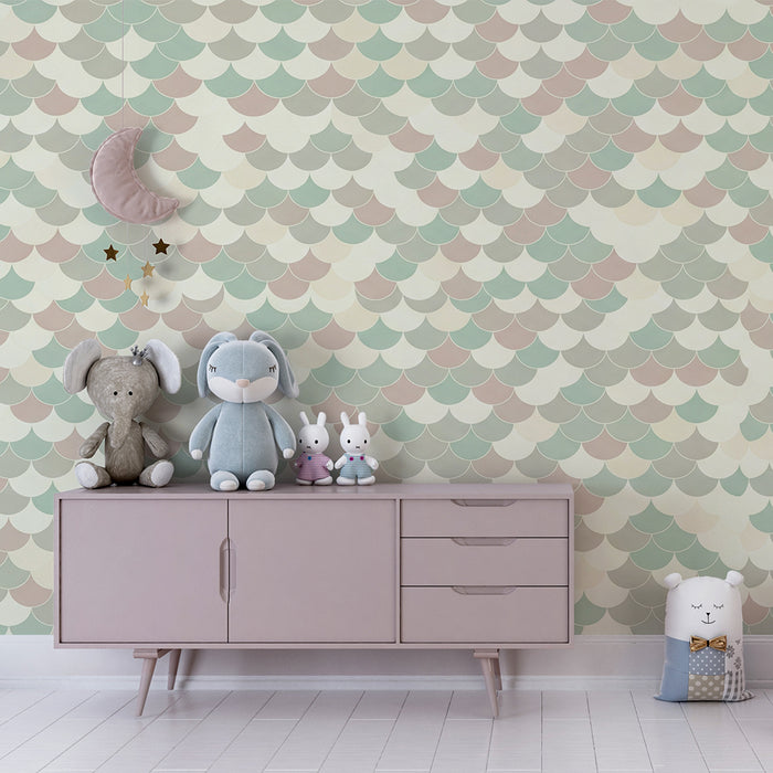 Baby room wallpaper | Soft scales in pastel shades