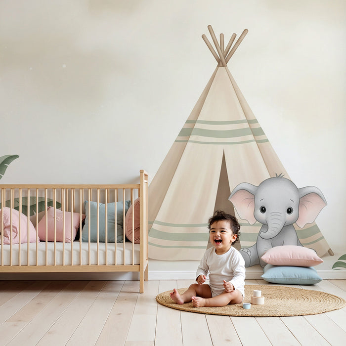 Papier de parede izba pre bábätko | Elegantný slon a týp v džungli