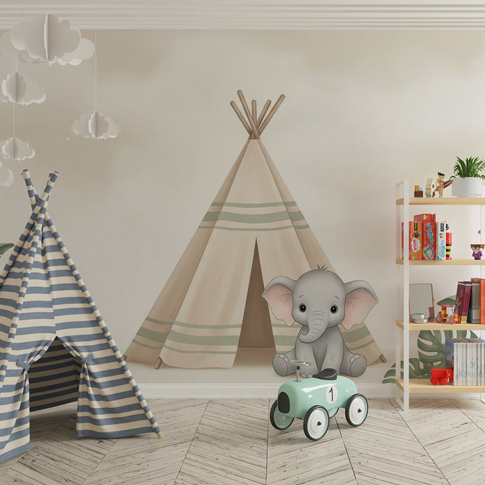Papier de parede izba pre bábätko | Elegantný slon a týp v džungli