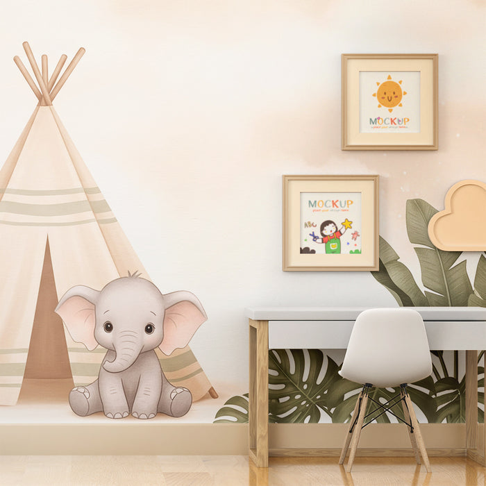 Papier de parede izba pre bábätko | Elegantný slon a týp v džungli