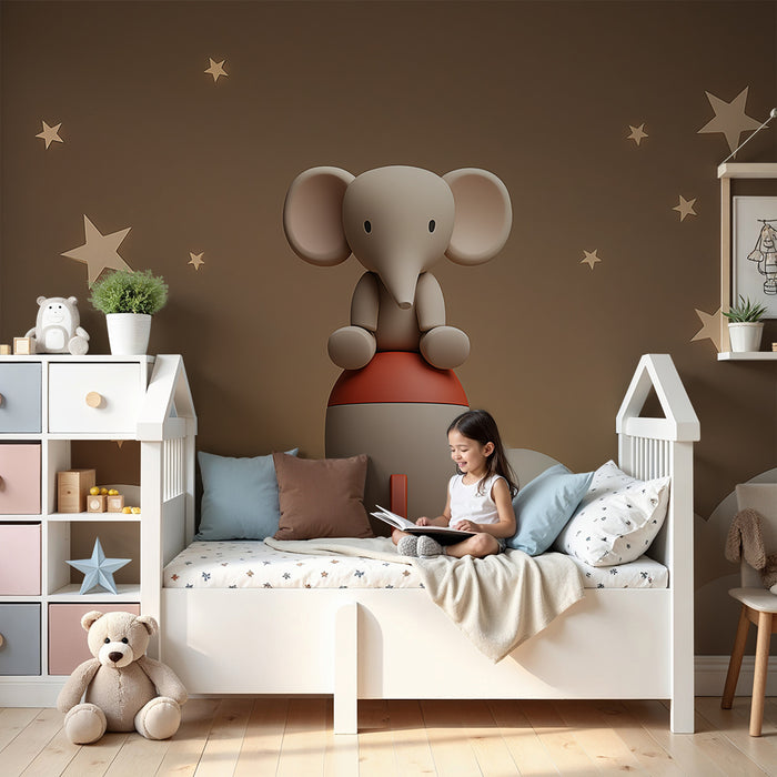 Papier de parede baba szoba | Elefánt asztronauta rakétán az csillagok között