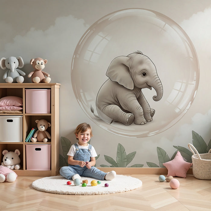 Babykamer behang | Olifant in een magische bel