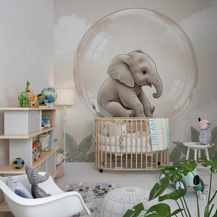 Babykamer behang | Olifant in een magische bel