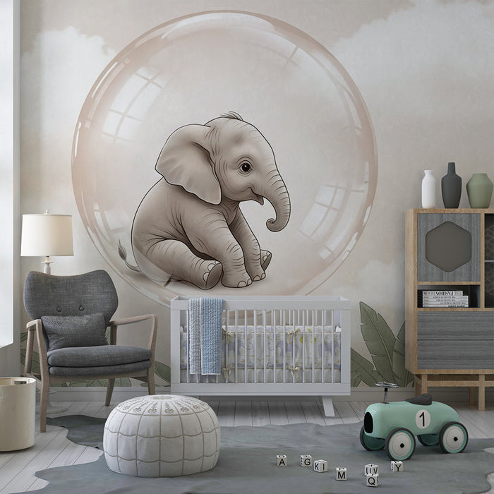 Babykamer behang | Olifant in een magische bel