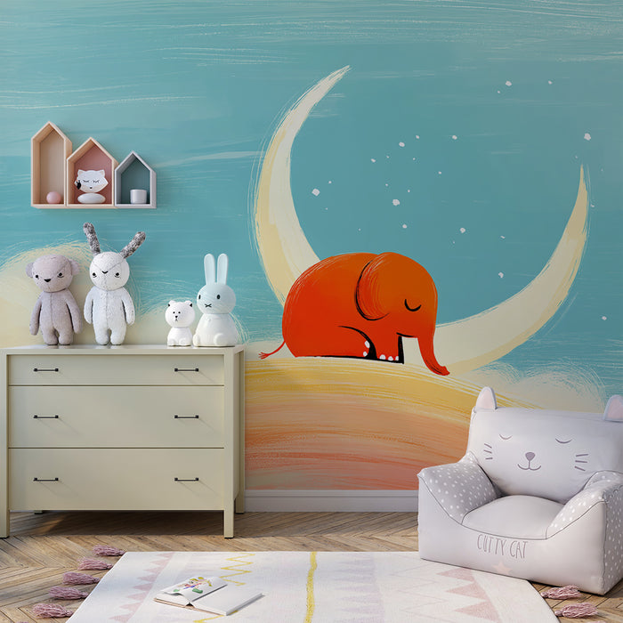 Barntapet | Sovande elefant under månen