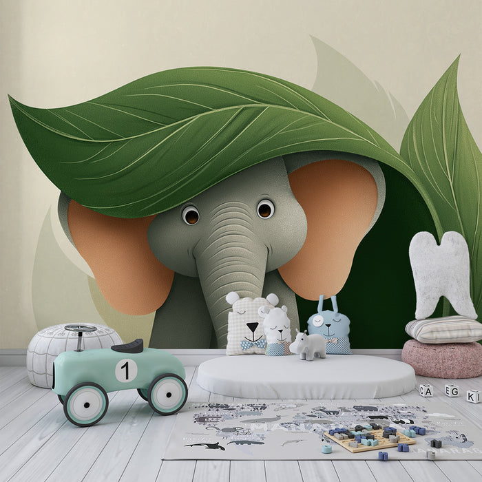 Barntapet | Söt elefant under frodig lövverk