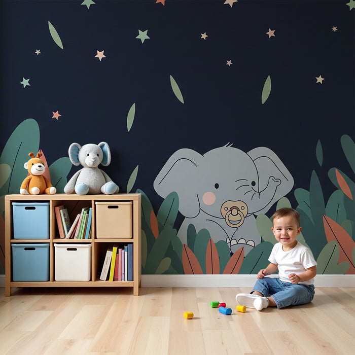 Papel de parede quarto bebê | Slon presladak ispod zvijezda
