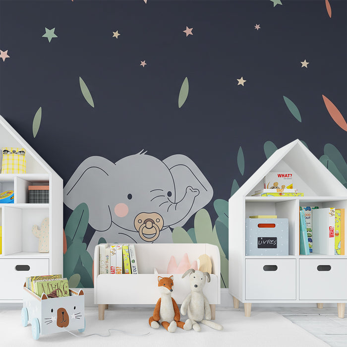 Papel de parede quarto bebê | Slon presladak ispod zvijezda