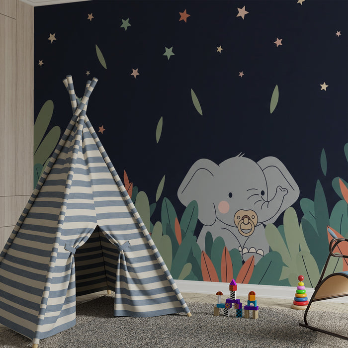 Papel de parede quarto bebê | Slon presladak ispod zvijezda