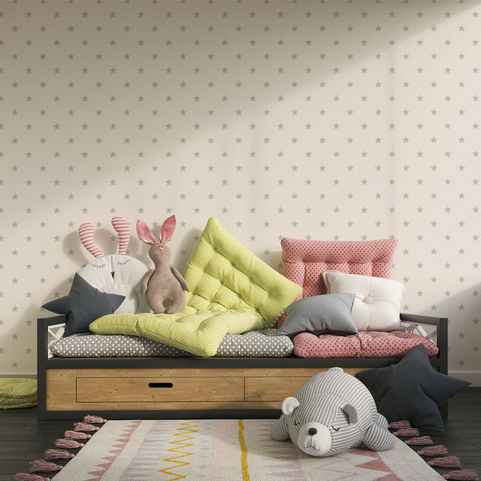 Carta da parati bambini | Stelle delicate su sfondo chiaro