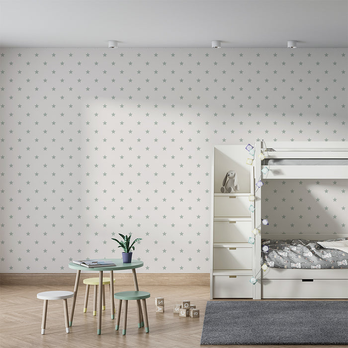 Carta da parati bambini | Stelle delicate su sfondo chiaro