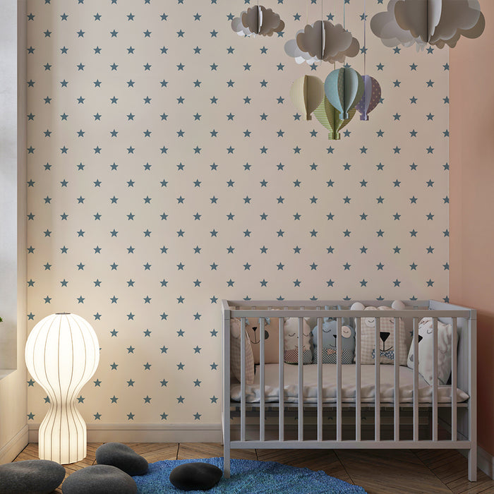Papel de parede quarto bebê | Estrelas delicadas em fundo creme