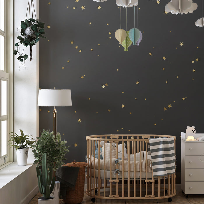 Carta da parati bambini | Stelle dorate scintillanti su sfondo scuro