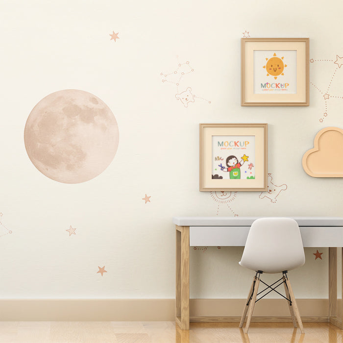 Papier peint chambre bébé | Étoiles et animaux mignons sous la lune