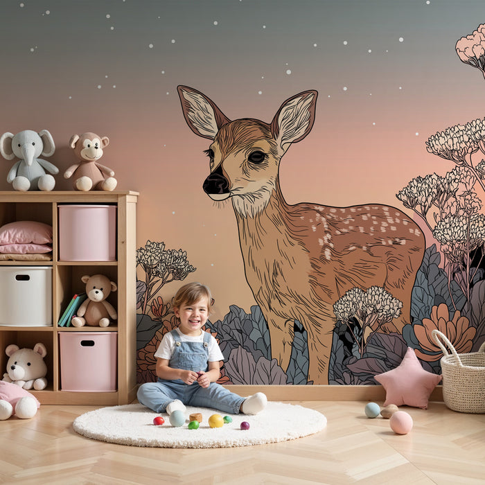 Tapet barnerom | Bambi i en eventyrhage