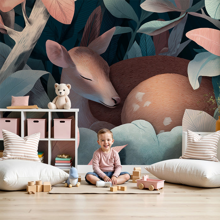 Lastenhuoneen tapetti | Uninen hirviö värikkään viidakon keskellä