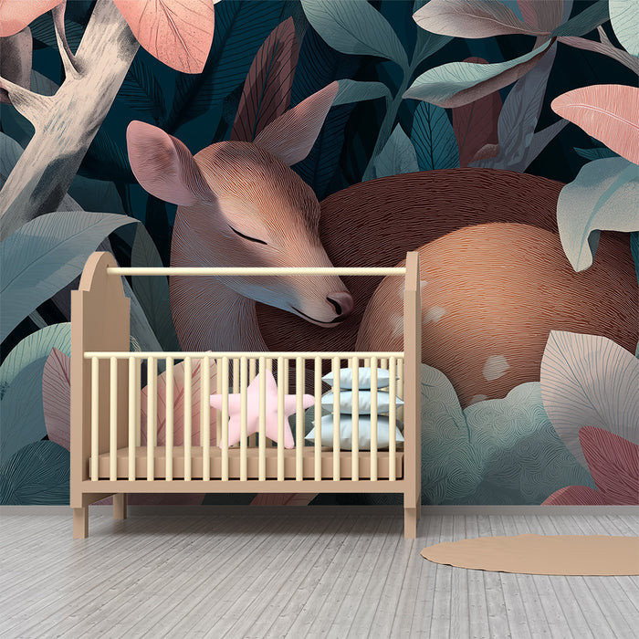 Lastenhuoneen tapetti | Uninen hirviö värikkään viidakon keskellä