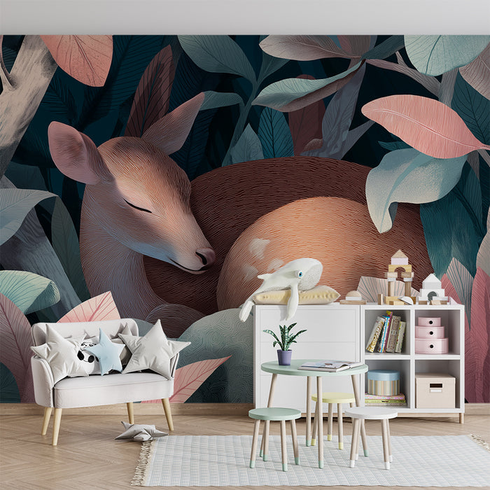 Lastenhuoneen tapetti | Uninen hirviö värikkään viidakon keskellä