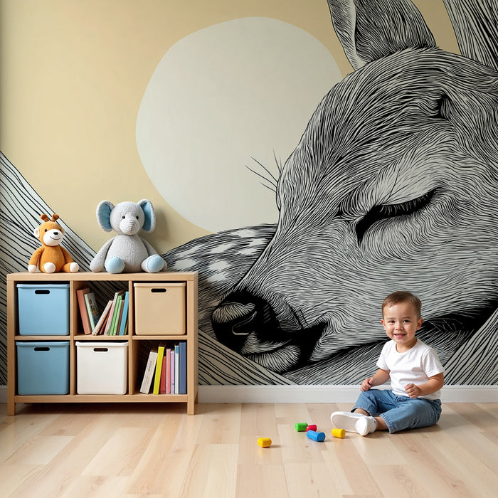 Lastenhuoneen tapetti | Uninen hirvi luonnossa