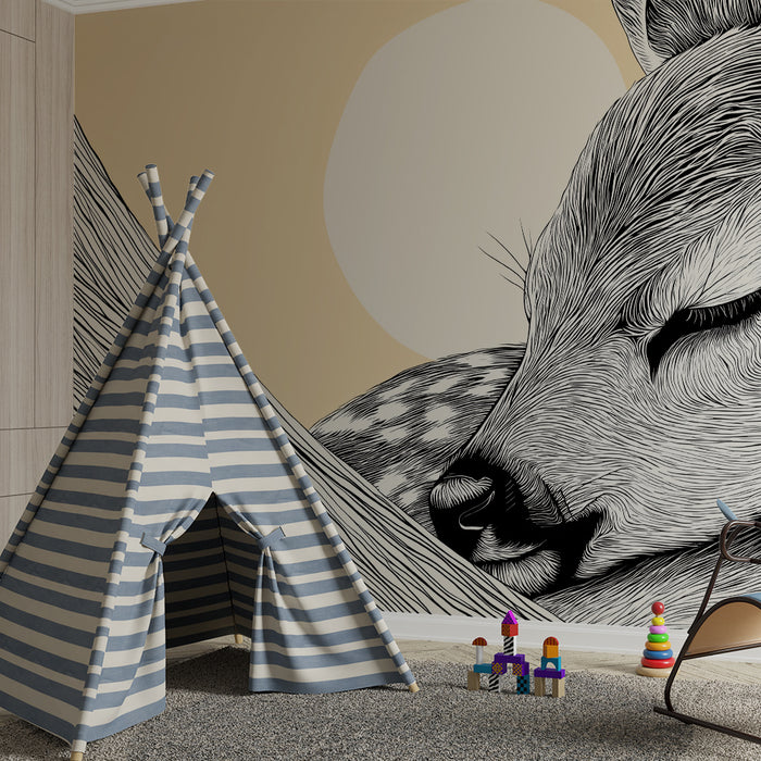 Lastenhuoneen tapetti | Uninen hirvi luonnossa