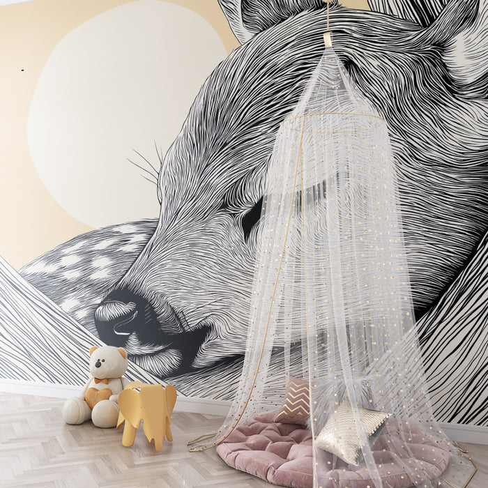 Lastenhuoneen tapetti | Uninen hirvi luonnossa