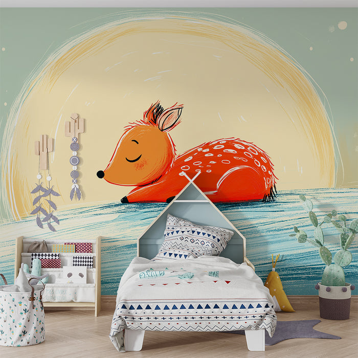 Lastenhuoneen tapetti | Uninen hirvi kuun alla