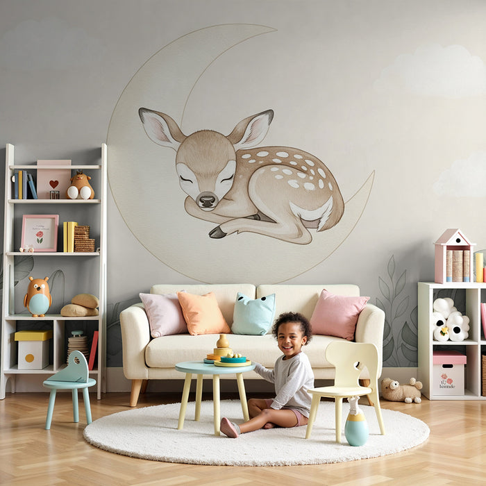 Papier de parede izba bábätka | Spiaci jeleň na mesiaci