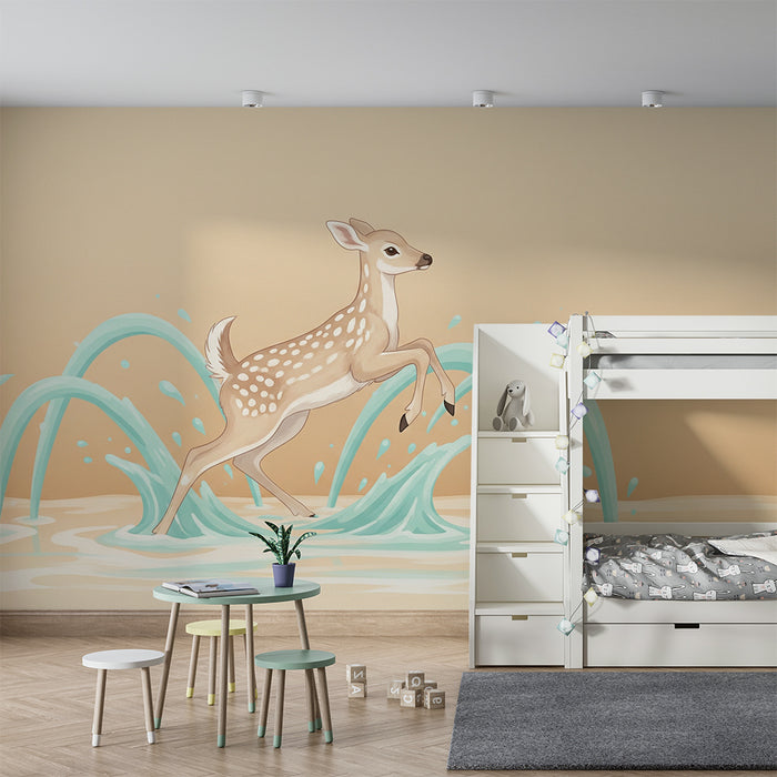 Papel de parede quarto bebê | Veado feliz na água