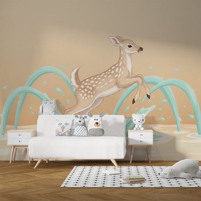 Papel de parede quarto bebê | Veado feliz na água