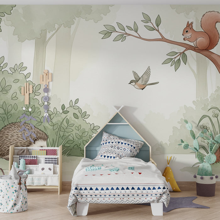 Nursery room wallpaper | Varázslatos állatok az erdőben