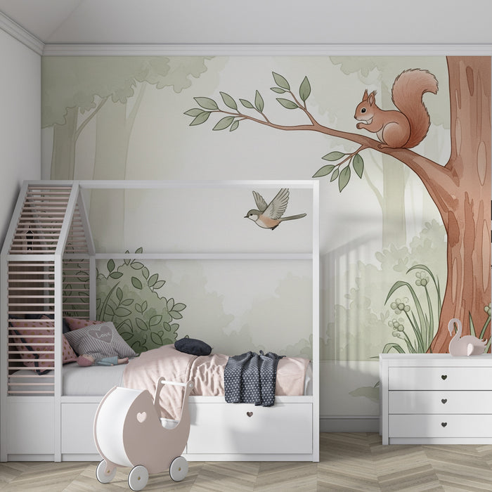 Nursery room wallpaper | Varázslatos állatok az erdőben