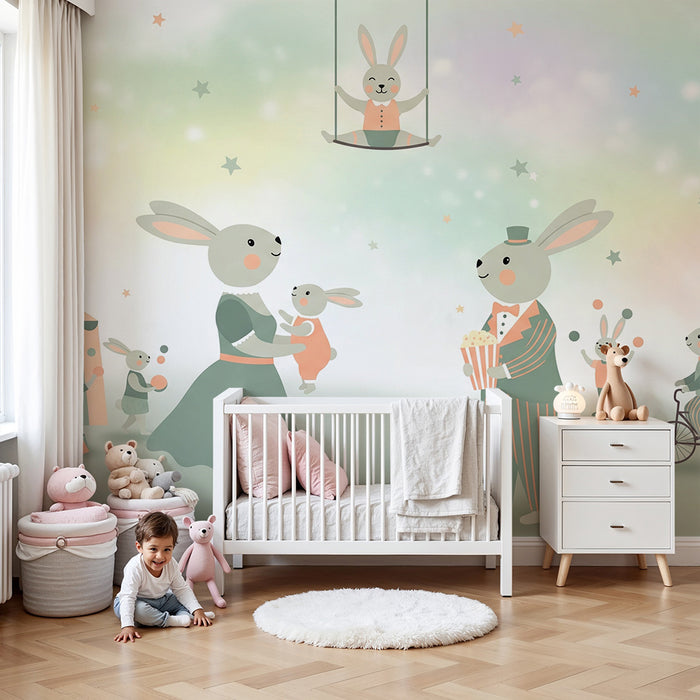 Papier de parede izby pre bábätká | Párty s králikmi v cirkuse