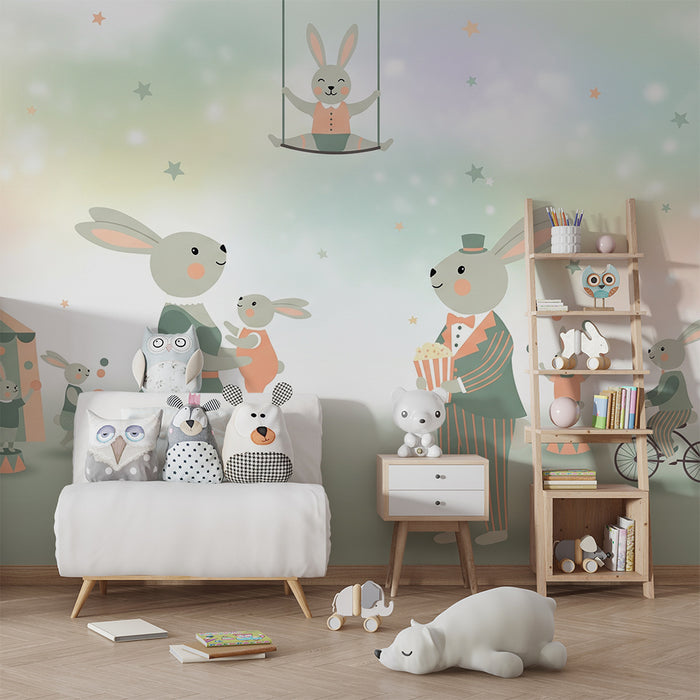 Papier de parede izby pre bábätká | Párty s králikmi v cirkuse