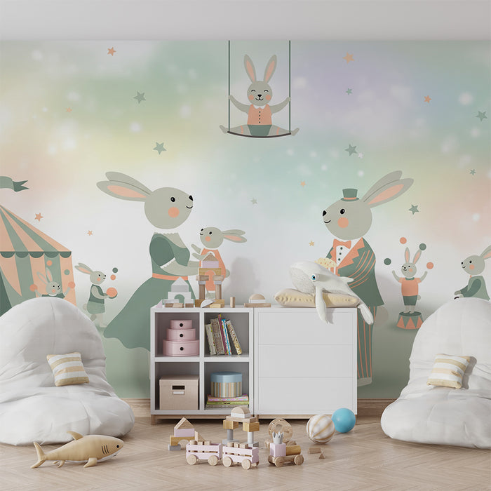 Papier de parede izby pre bábätká | Párty s králikmi v cirkuse