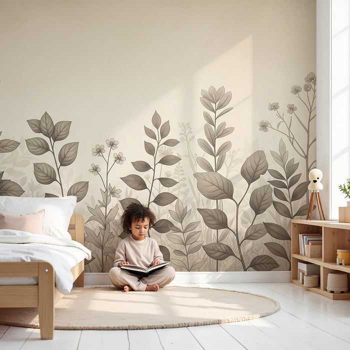 Babykamerbehang | Wildgroen in zachte tinten