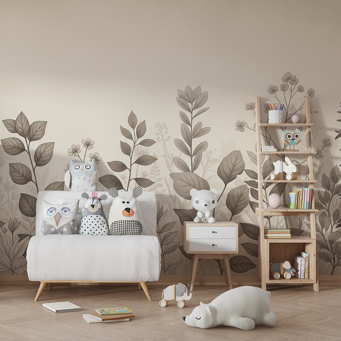 Babykamerbehang | Wildgroen in zachte tinten