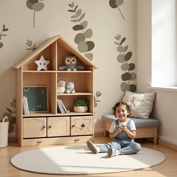 Papel de parede para quarto de bebé | Folhas de eucalipto em tons suaves