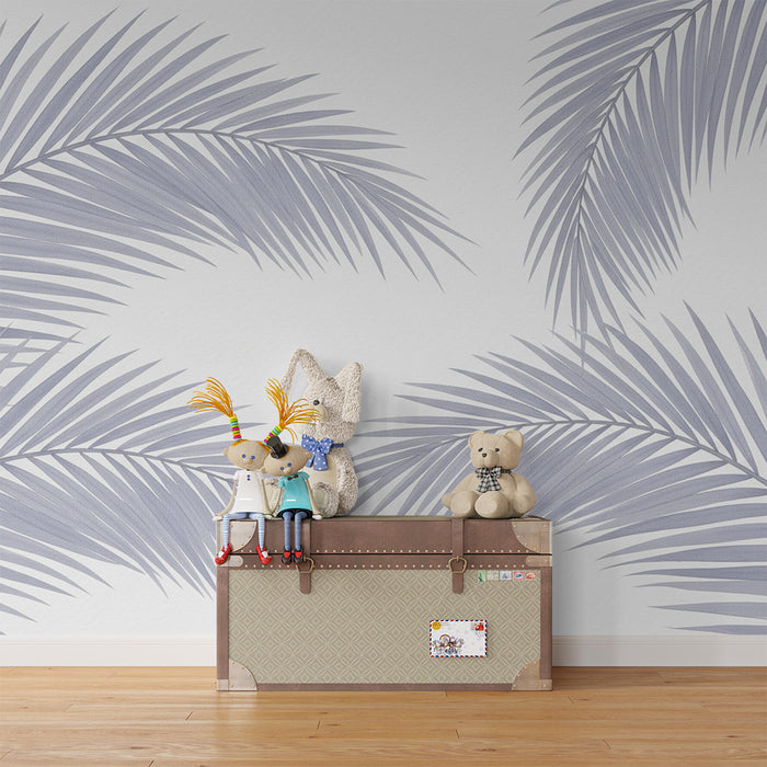 Barntapet | Delikata palmblad i lavendeltoner
