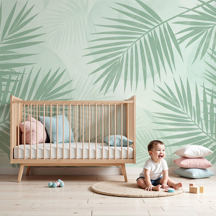 Barntapet | Delikata palmblad på mjuk bakgrund