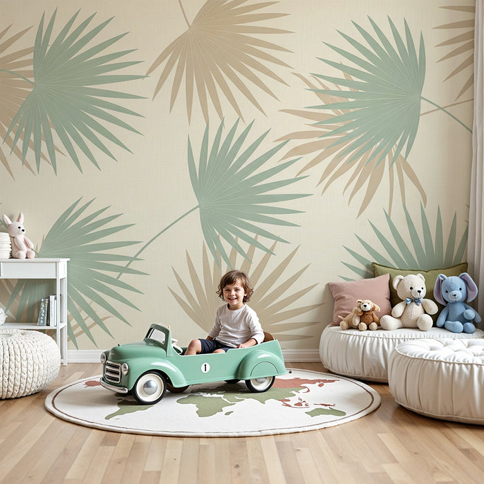 Barntapet | Delikata palmblad på mjuk bakgrund