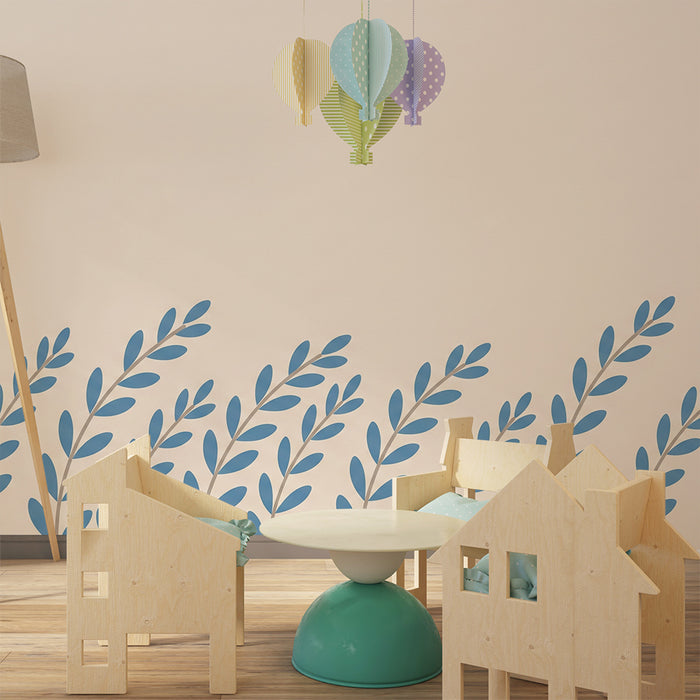 Χαρτί τοιχοποιίας βρεφικού δωματίου | Απαλά φύλλα σε απαλό φόντο