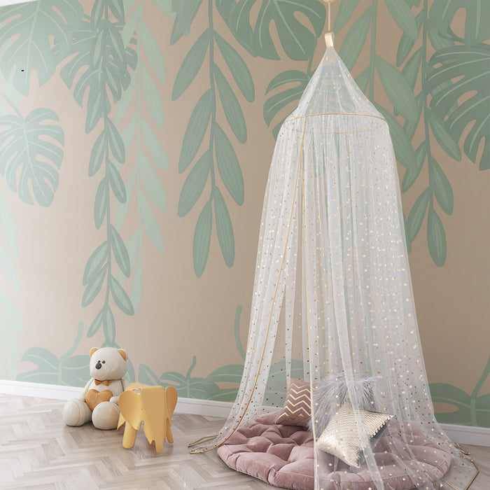 Nursery room wallpaper | Tropical leaves and soothing atmosphere
