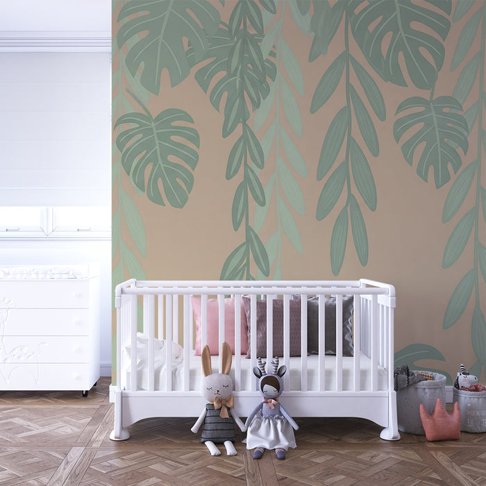 Nursery room wallpaper | Tropical leaves and soothing atmosphere