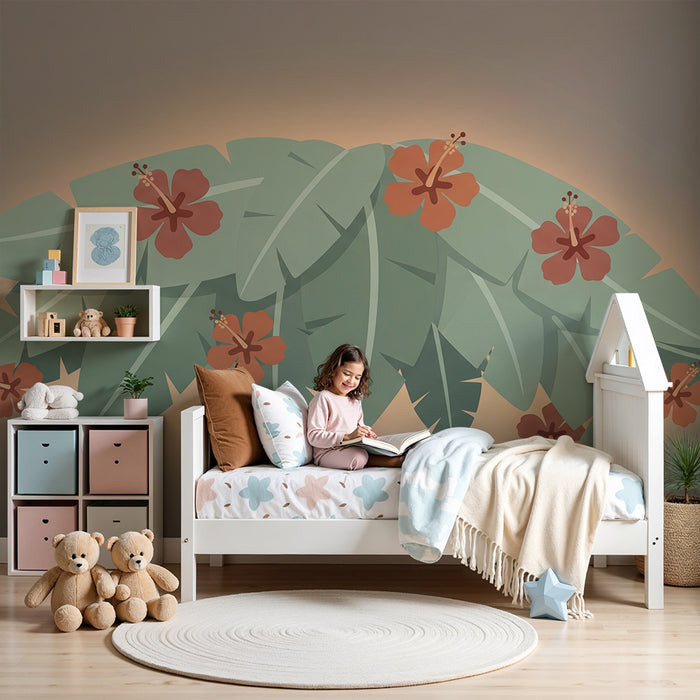 Papel de parede quarto bebê | Tropical leaves and exotic flowers