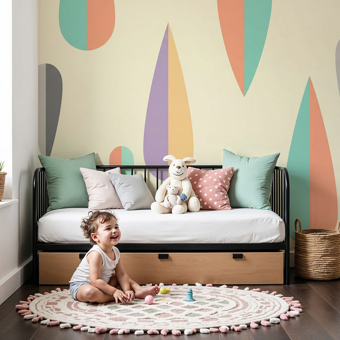 Papel de parede quarto bebê | Λεπτές πολύχρωμες σταγόνες