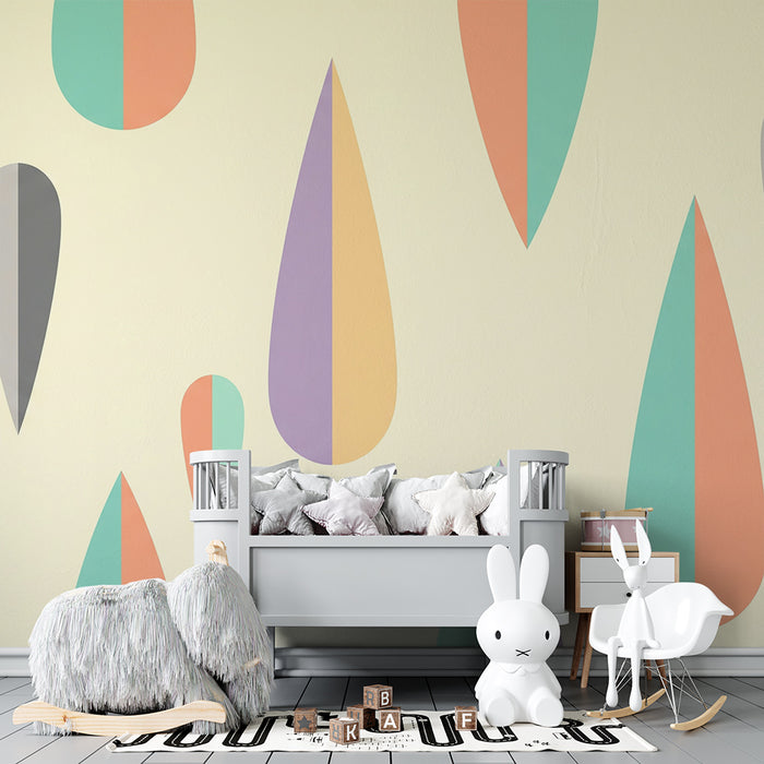 Papel de parede quarto bebê | Λεπτές πολύχρωμες σταγόνες